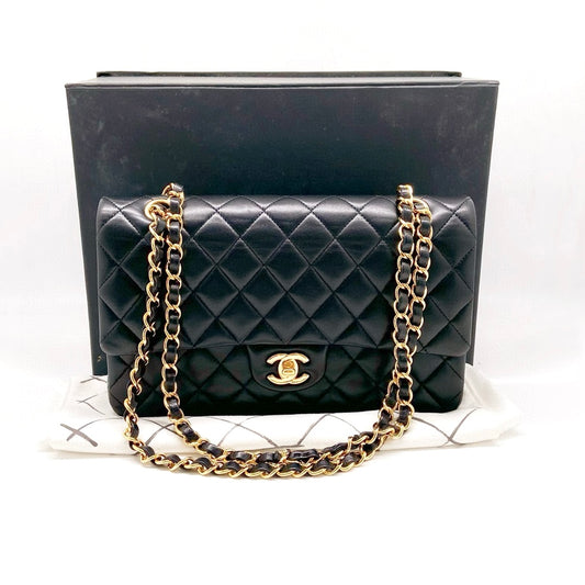 Preloved Chanel Black n Gold Classic Flap Medium