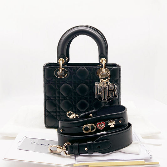 Preloved Christian Dior Lady Dior Black n Gold My ABCDIOR Small