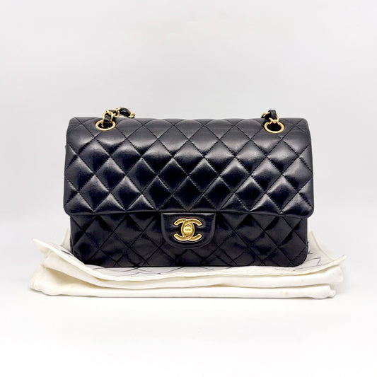 Preloved Chanel Black n Gold Classic Flap Medium