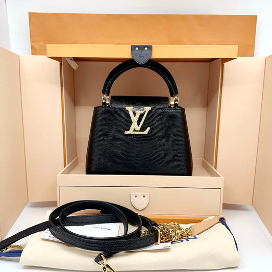 Preloved Louis Vuitton LV Black n Gold Limited Capucines Mini