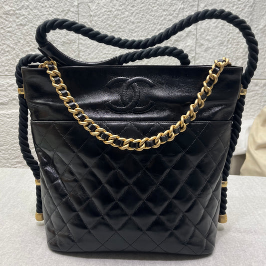 Preloved Chanel Black n Gold En Vogue Rope Tote Bag