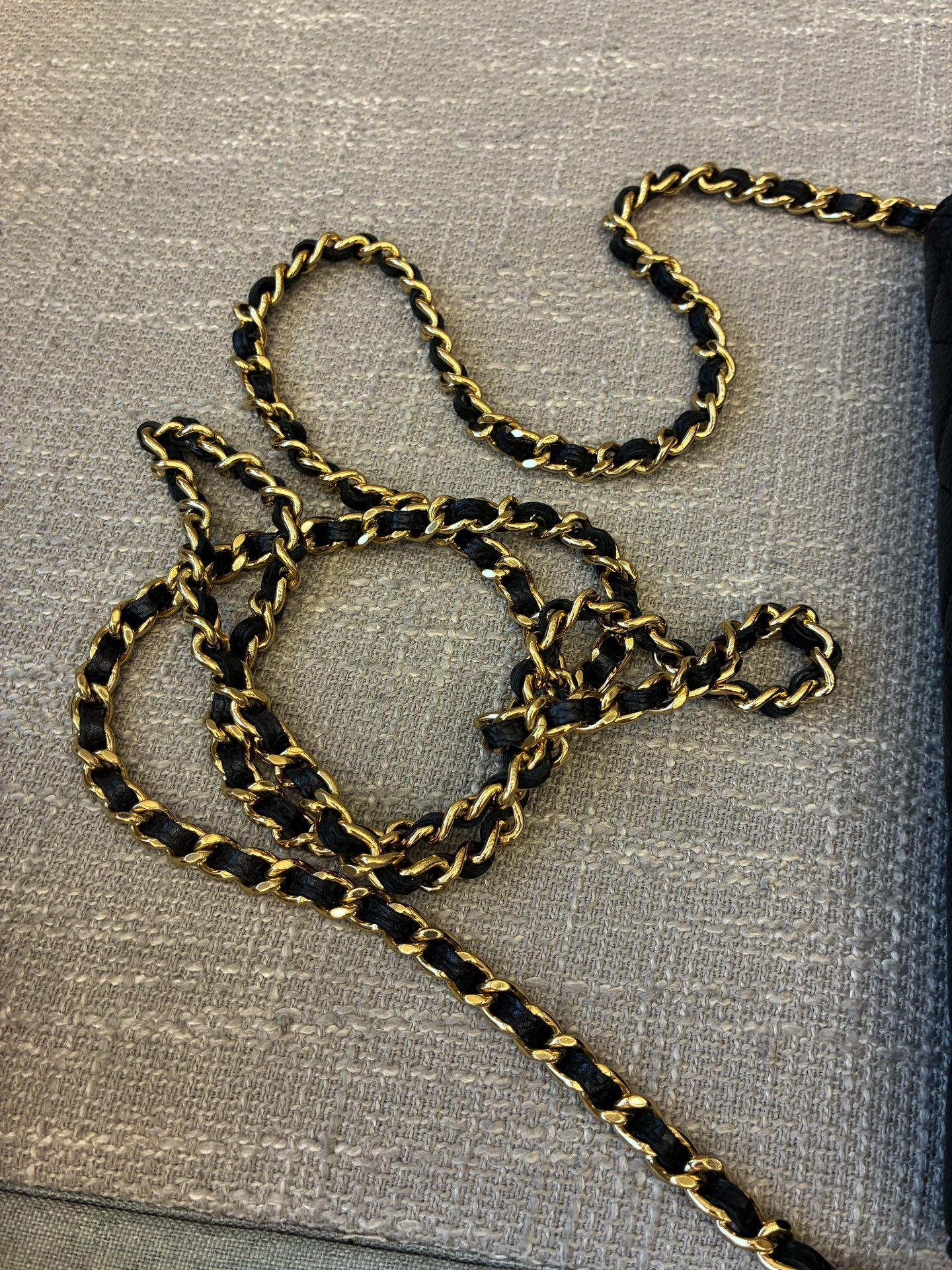 Preloved Chanel Black n Gold Classic Wallet On Chain (WOC)