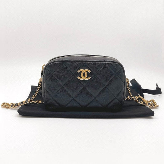 Preloved Chanel Black n Gold 22p Melody Chain Camera Bag