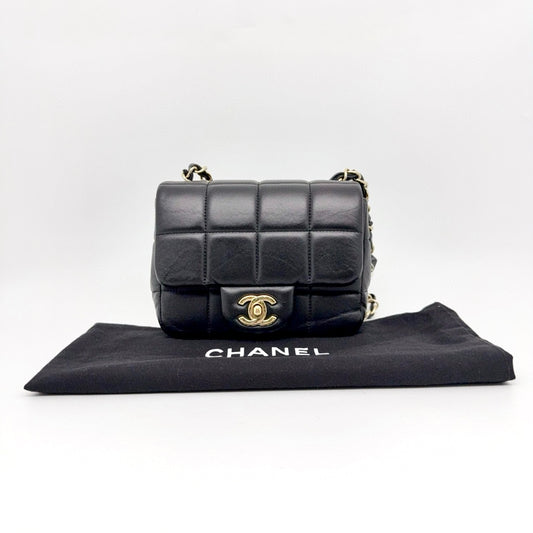 Preloved Chanel Black n Gold Monacoco Flap Mini Square