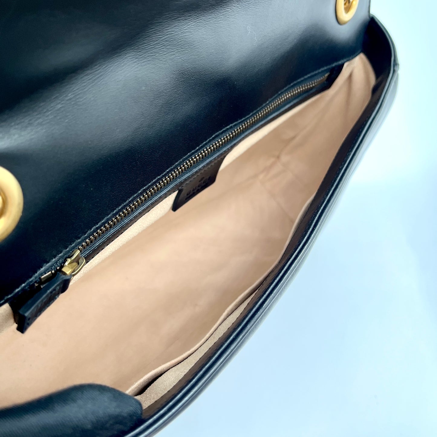 Preloved Gucci Black n Gold GG Marmont Shoulder Bag Large