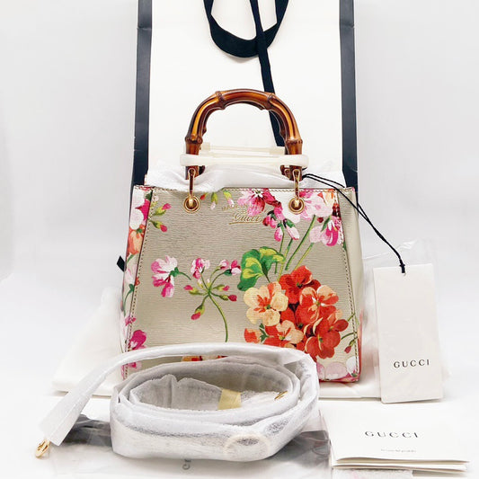 Preloved Gucci Blooms Bamboo Shopper Tote Mini