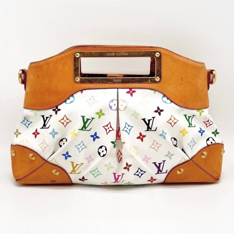 Louis Vuitton White Monogram Multicolore Judy MM Leather Cloth ref