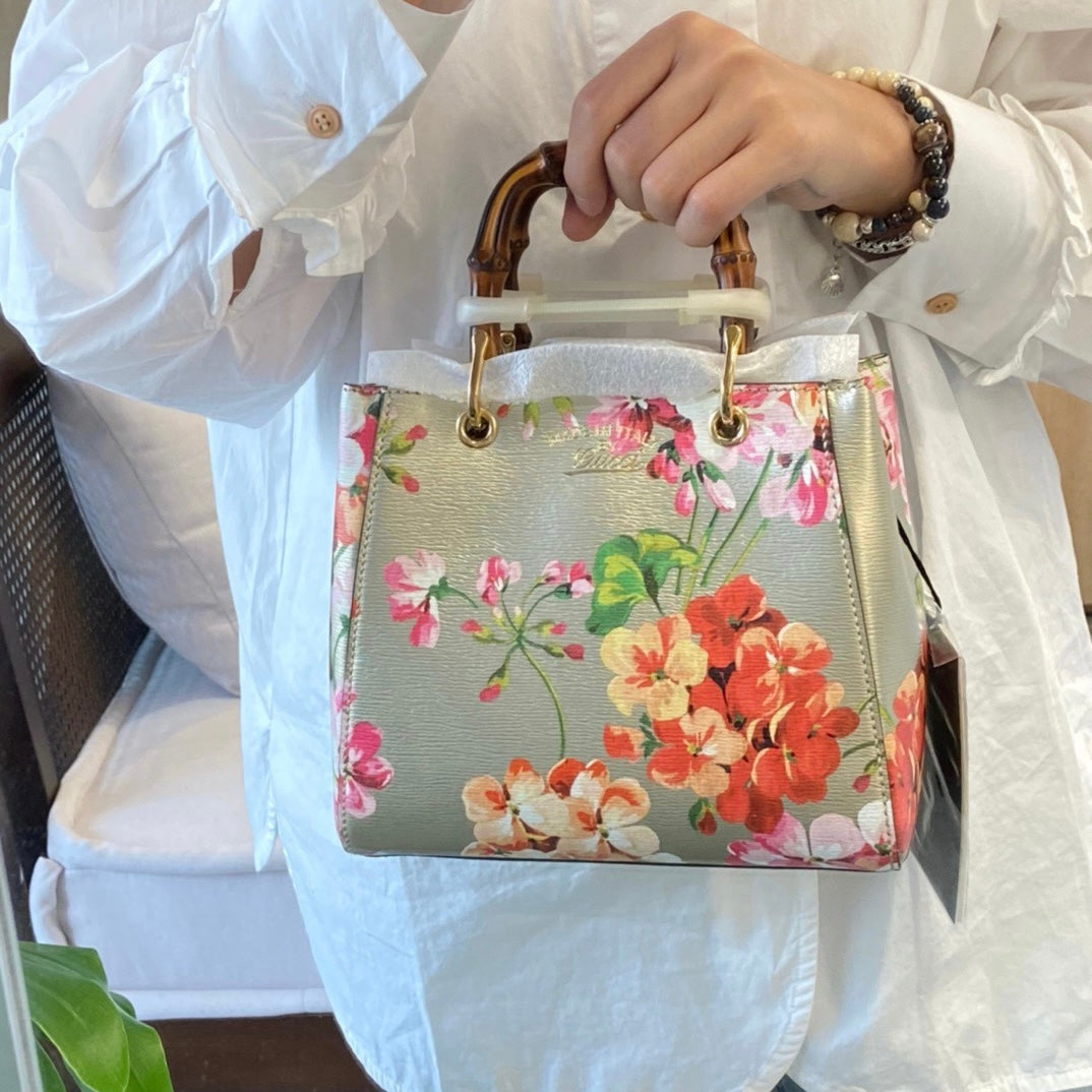 Preloved Gucci Blooms Bamboo Shopper Tote Mini
