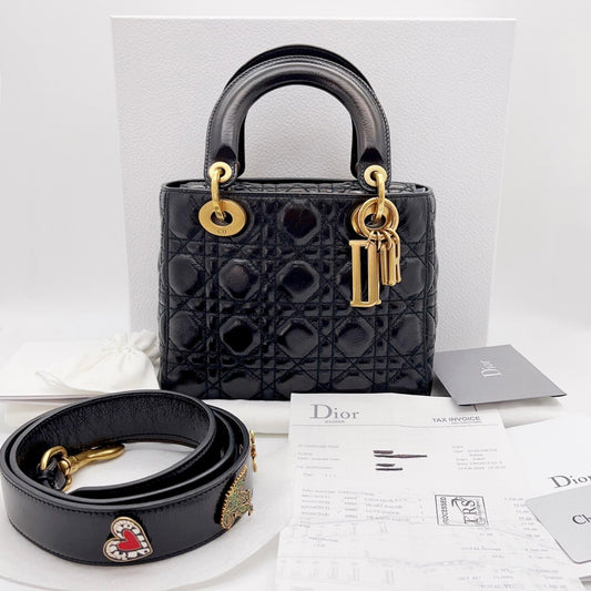 Preloved Christian Dior Black n Gold Lady Dior My ABCDIOR Small