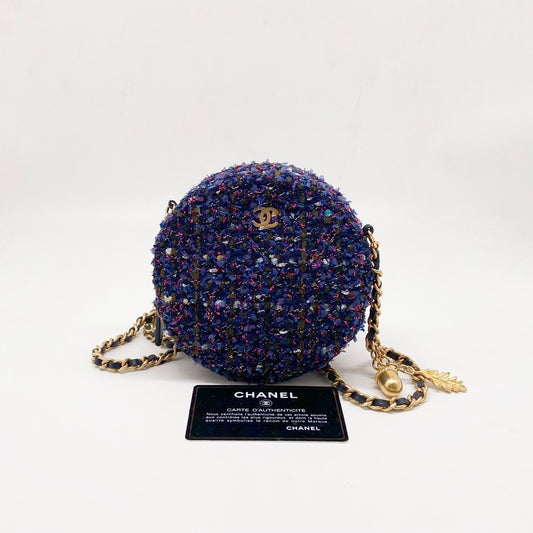 Preloved Chanel Round Clutch with Chain