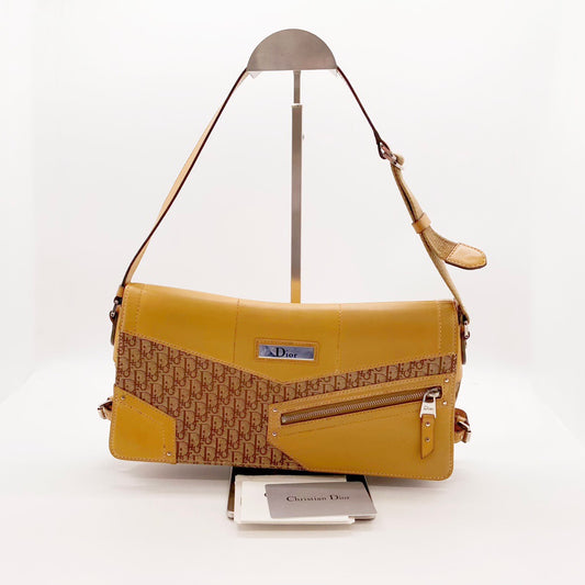 Preloved Christian Dior Vintage Trotter Zipper Baguette Shoulder Bag