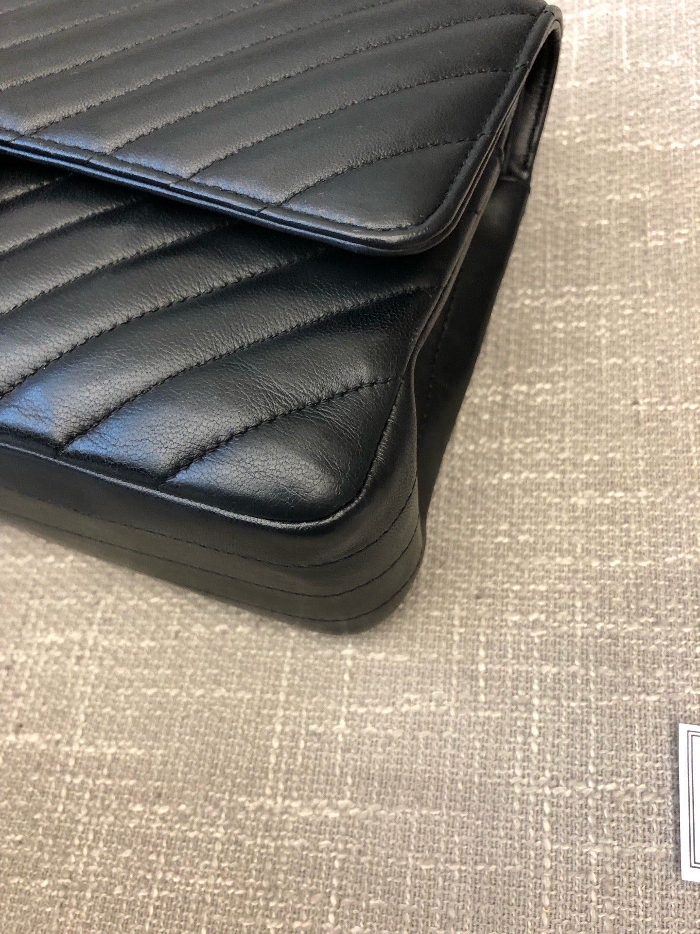 Preloved Chanel Black n Gold Classic Flap Chevron Medium