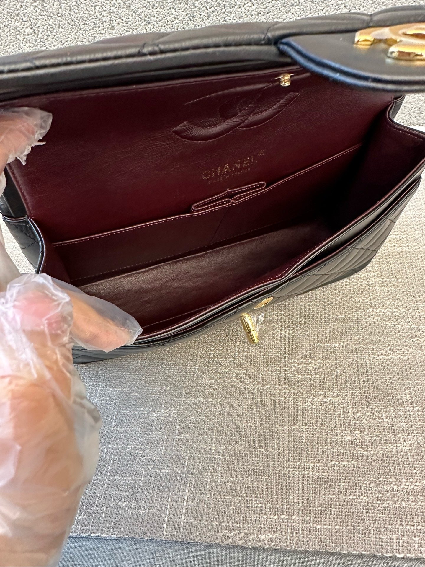 Preloved Chanel Black n Gold Classic Flap Medium