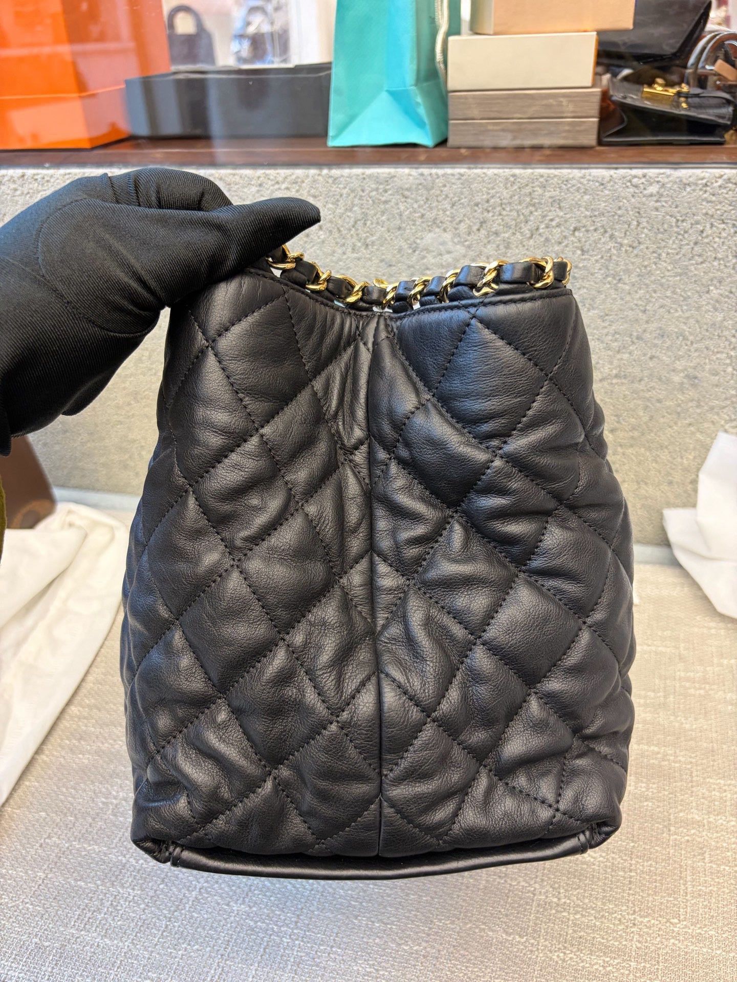 Preloved Chanel Black n Gold Chain Me Tote Bag