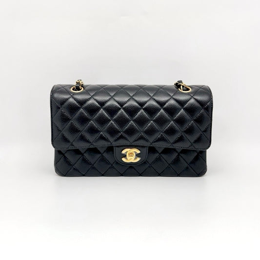 Preloved Chanel Black n Gold Classic Flap Medium