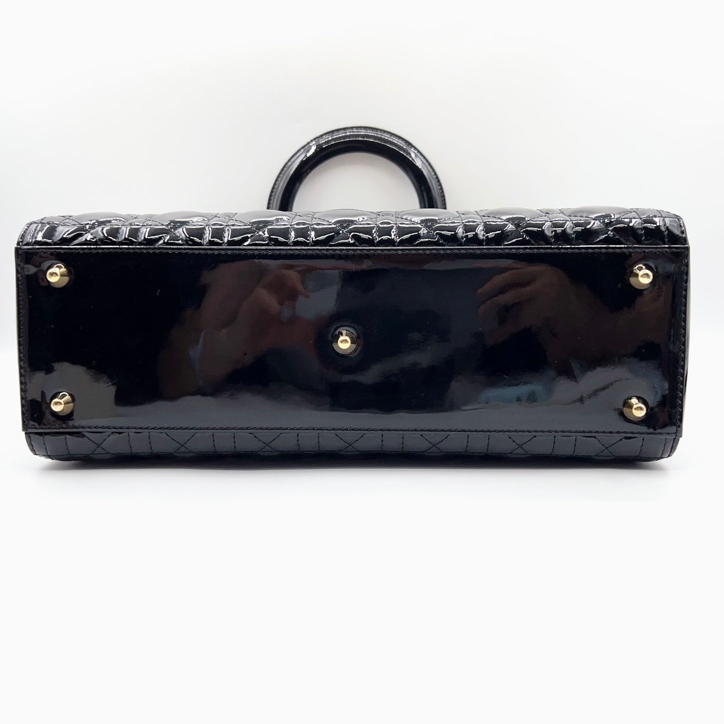 Preloved Christian Dior Black n Gold Lady Dior Large