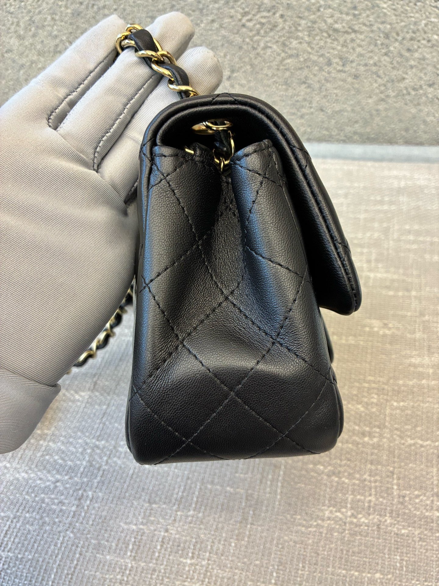 Preloved Chanel Black n Gold Classic Flap Bag Mini Square