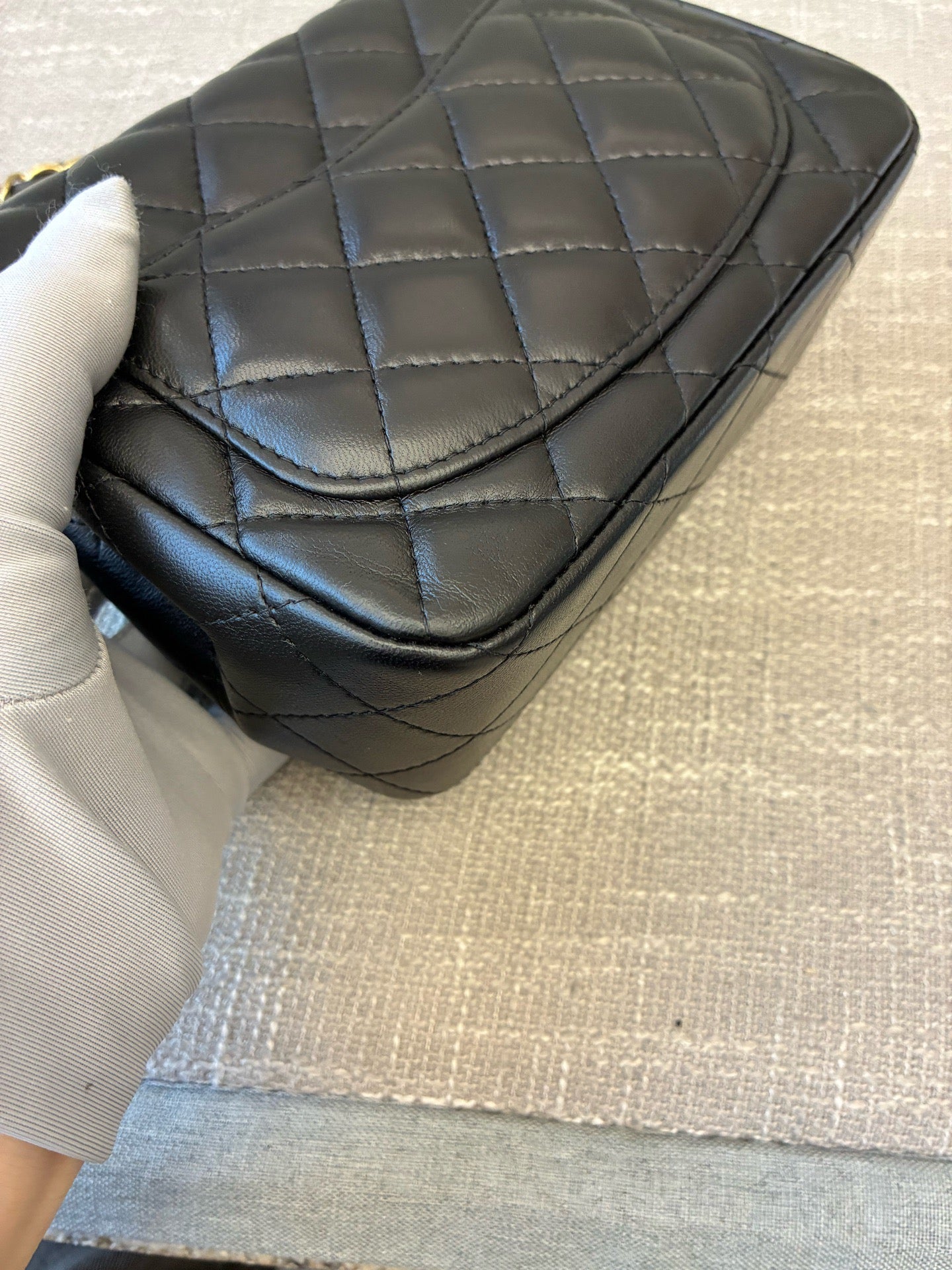 Preloved Chanel Black n Gold Classic Flap Bag Mini Square