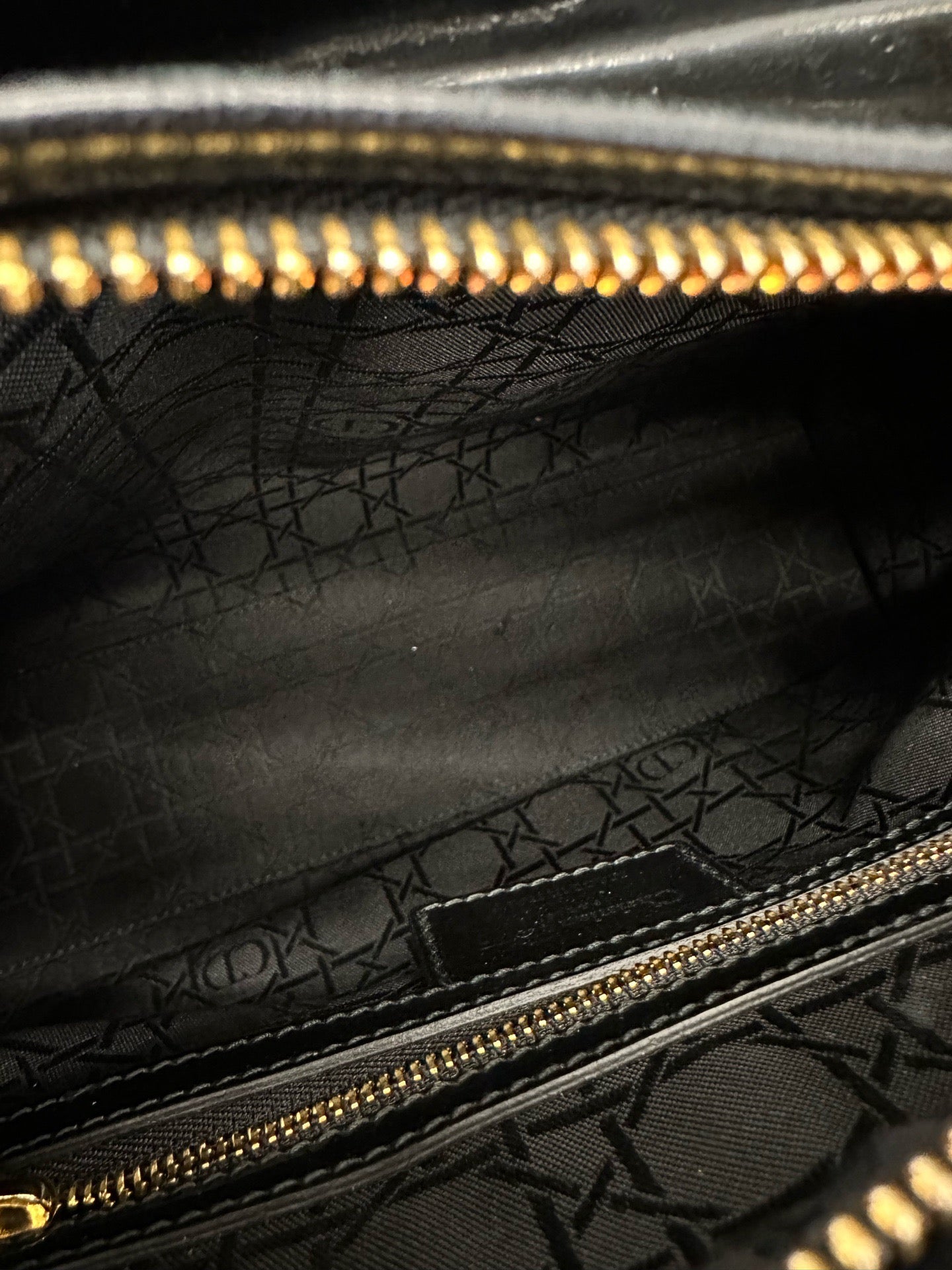 Preloved Christian Dior Black n Gold Lady Dior Large