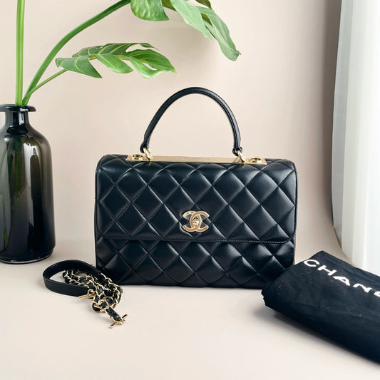 Preloved Chanel Black n Gold Trendy CC Medium