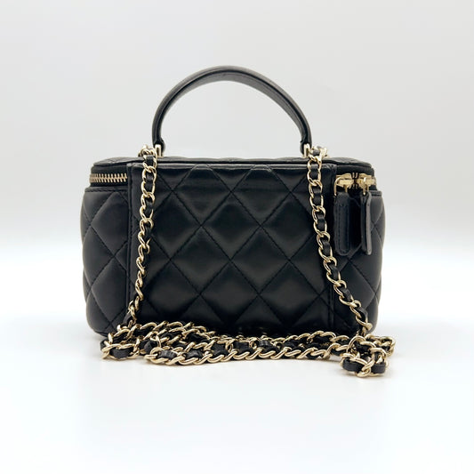 Preloved Chanel Black n Gold Classic Vanity Case with Top Handle