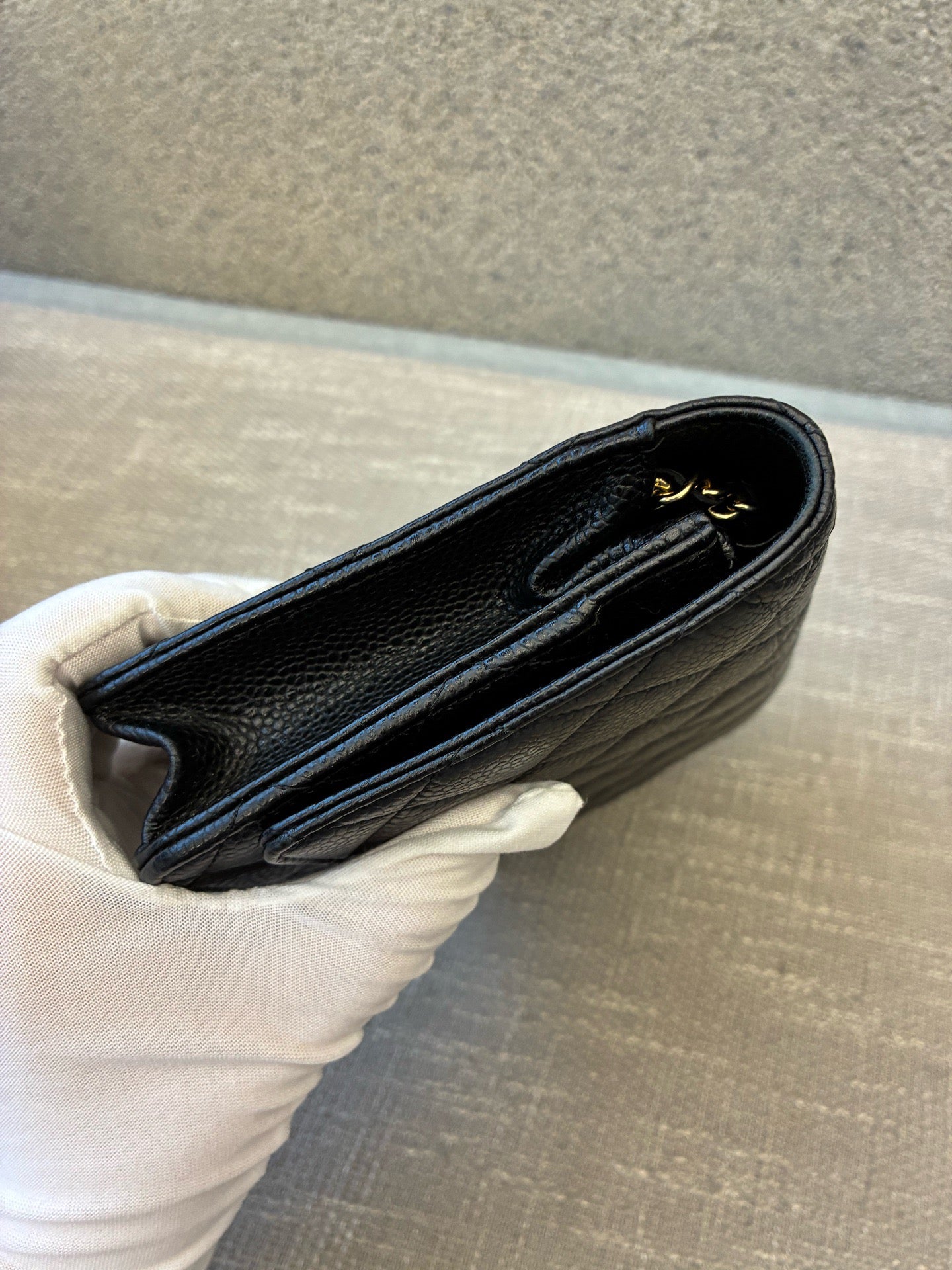 Preloved Chanel Black n Gold Classic Wallet On Chain (WOC)