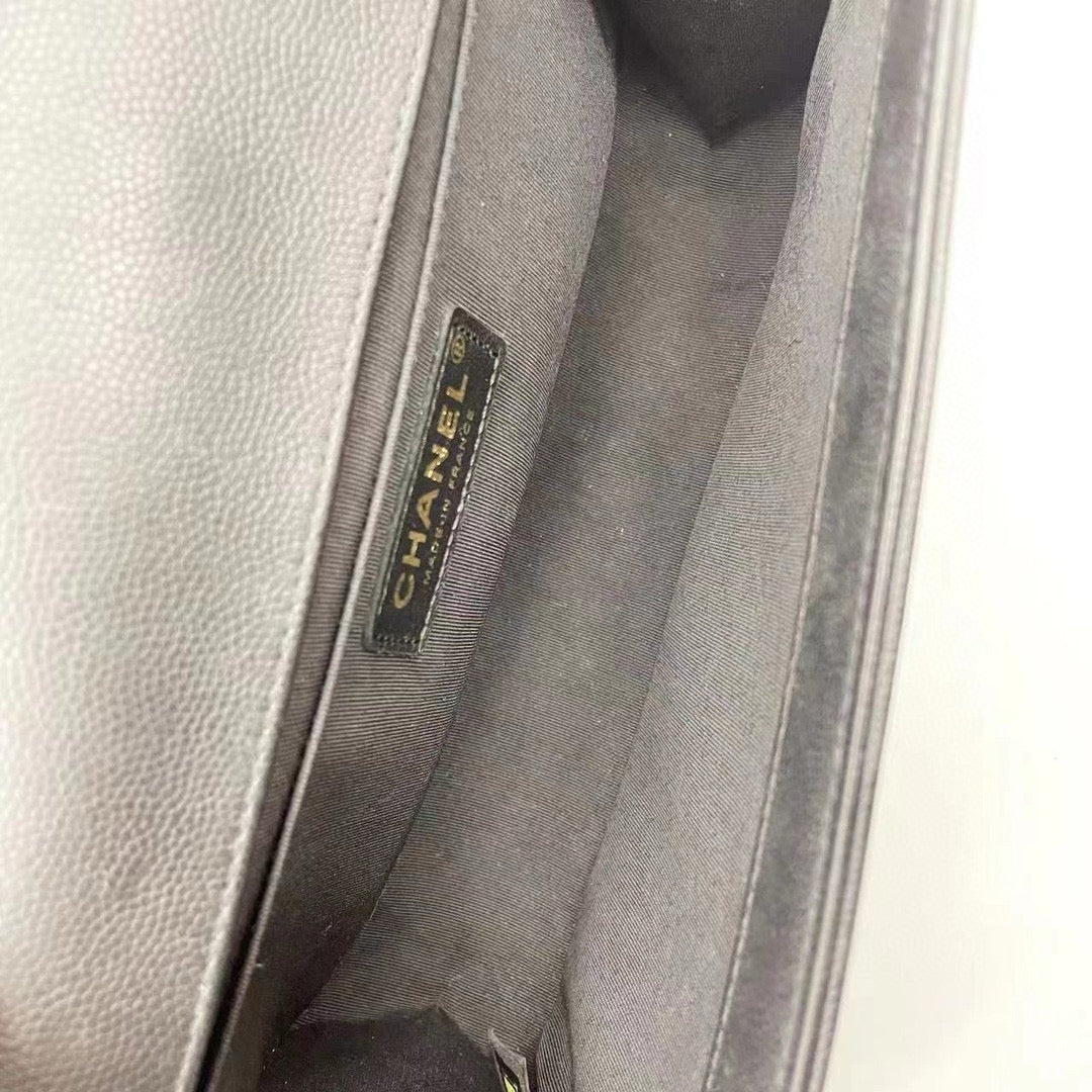 Preloved Chanel Black n Gold Boy Medium