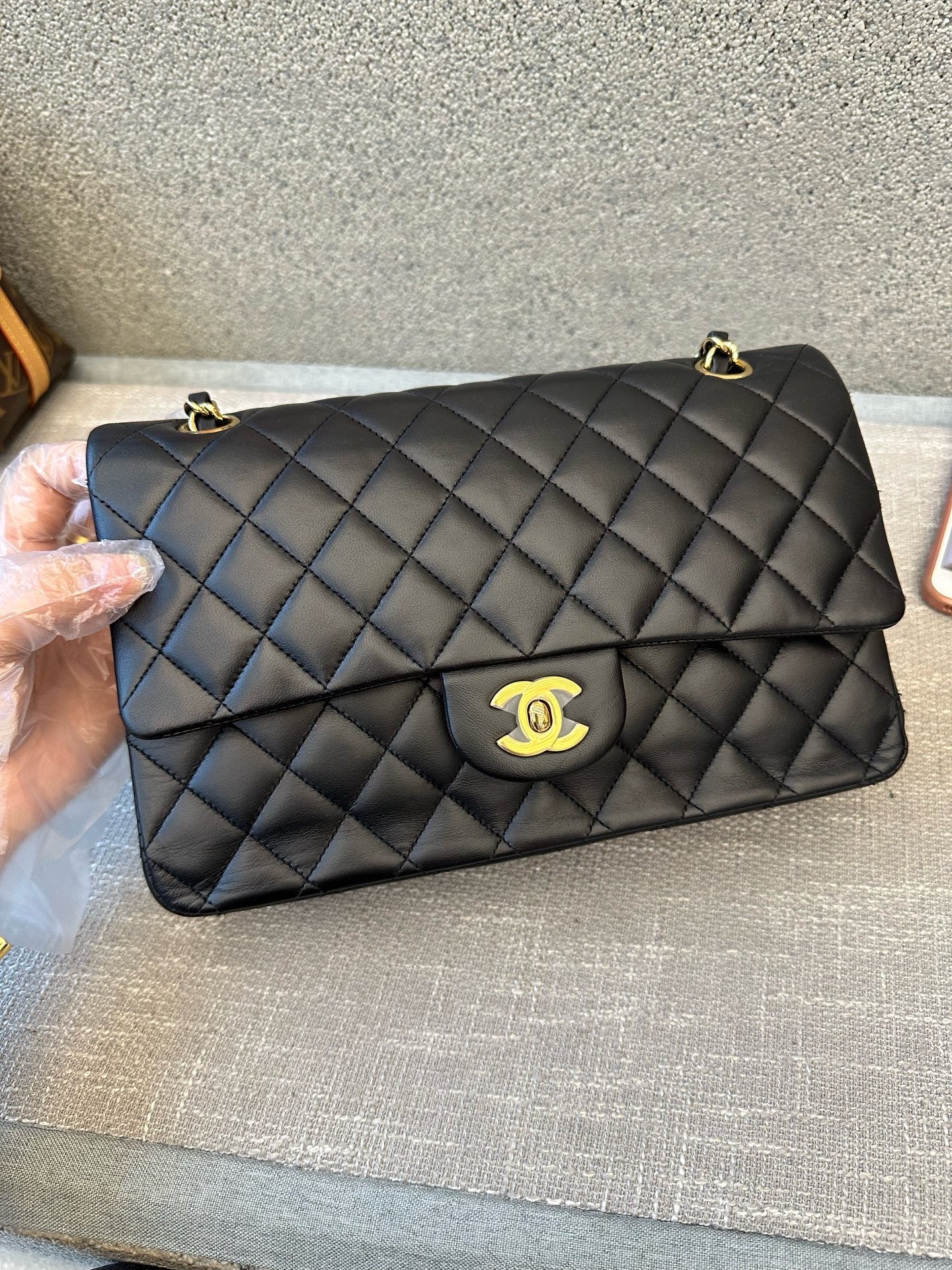 Preloved Chanel Black n Gold Classic Flap Medium