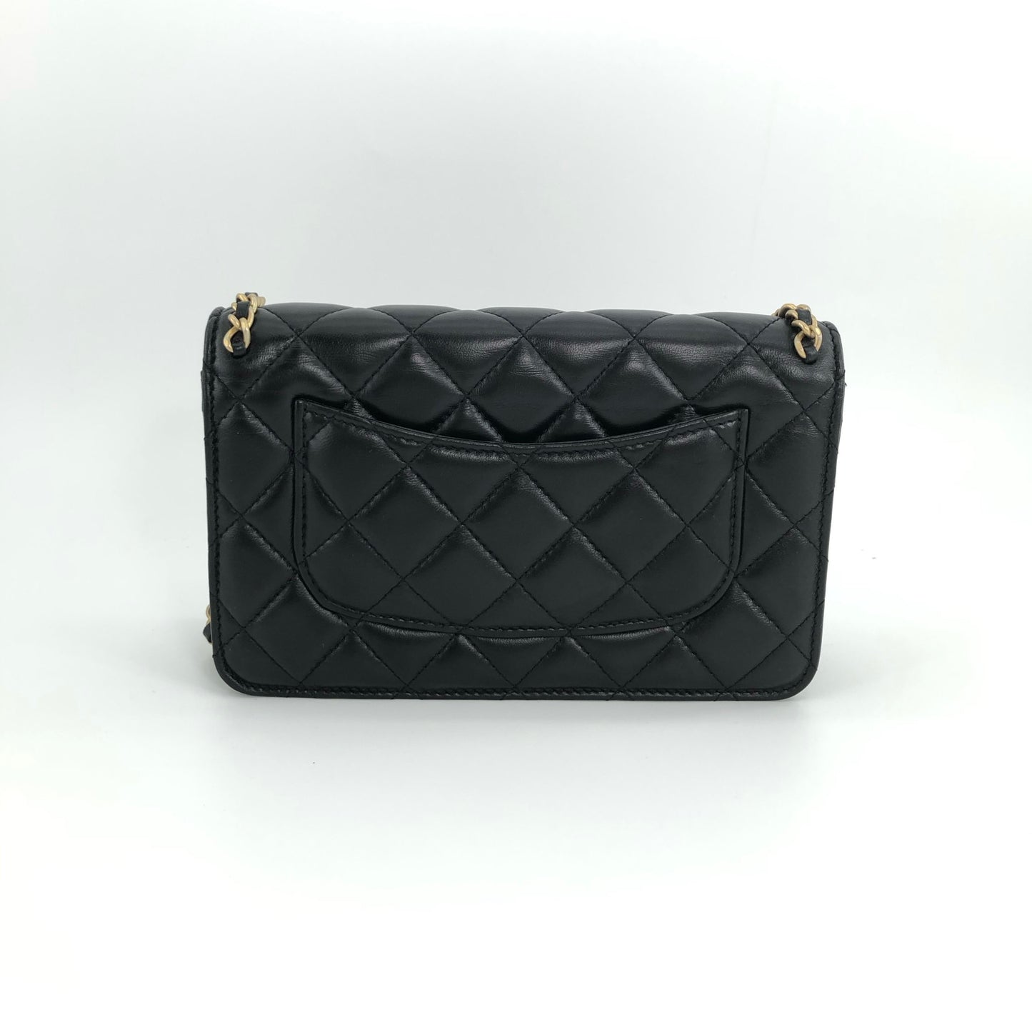 Preloved Chanel Black n Gold Chain Around Wallet On Chain WOC