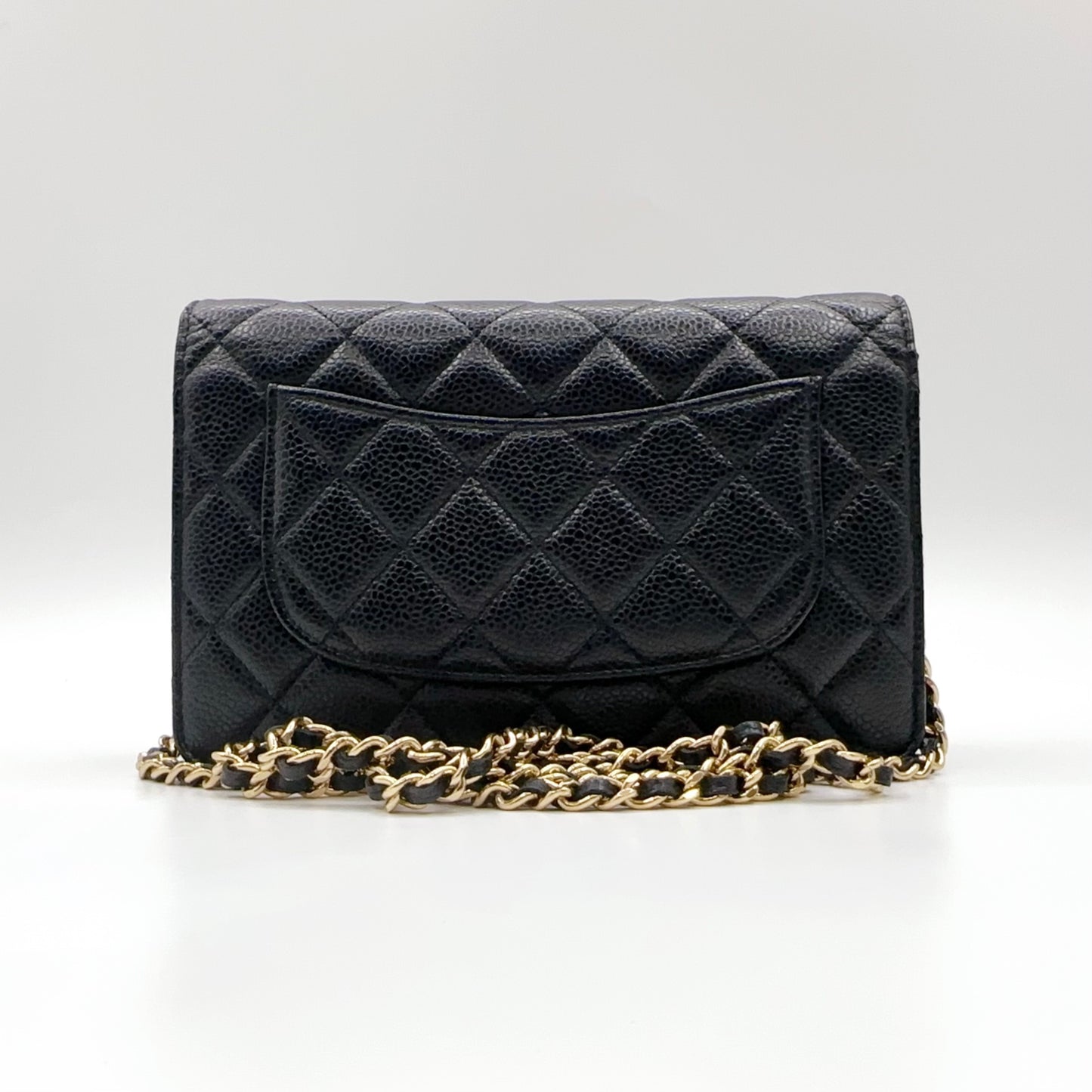 Preloved Chanel Black n Gold Classic Wallet On Chain (WOC)