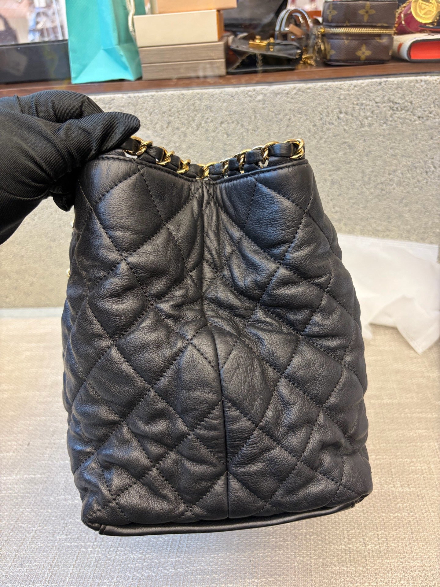 Preloved Chanel Black n Gold Chain Me Tote Bag