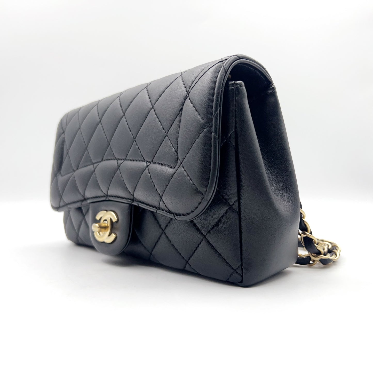 Preloved Chanel Black n Gold Mademoiselle Flap Bag Smal