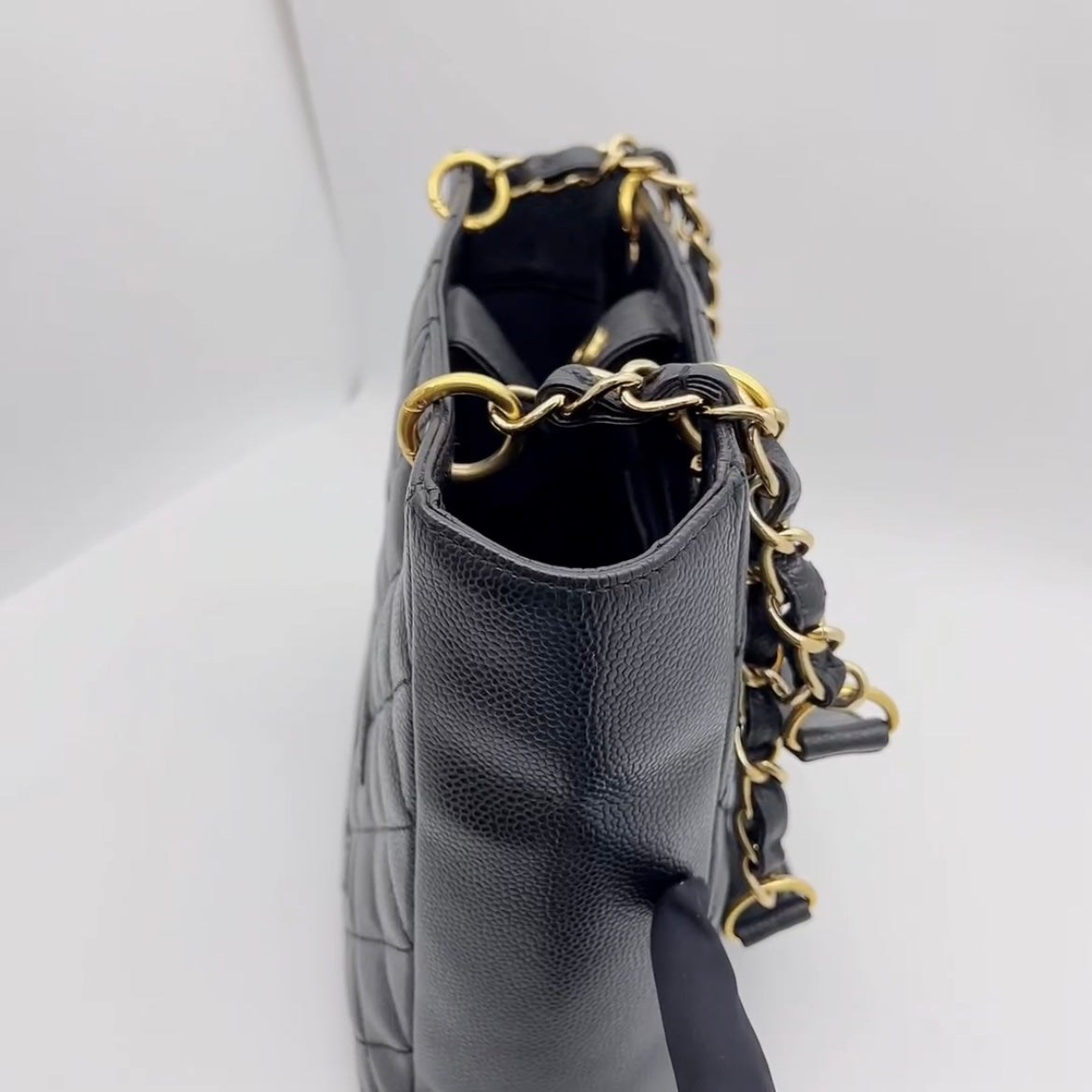 Preloved Chanel Black n Gold Petite Shopping Tote PST – allprelovedonly