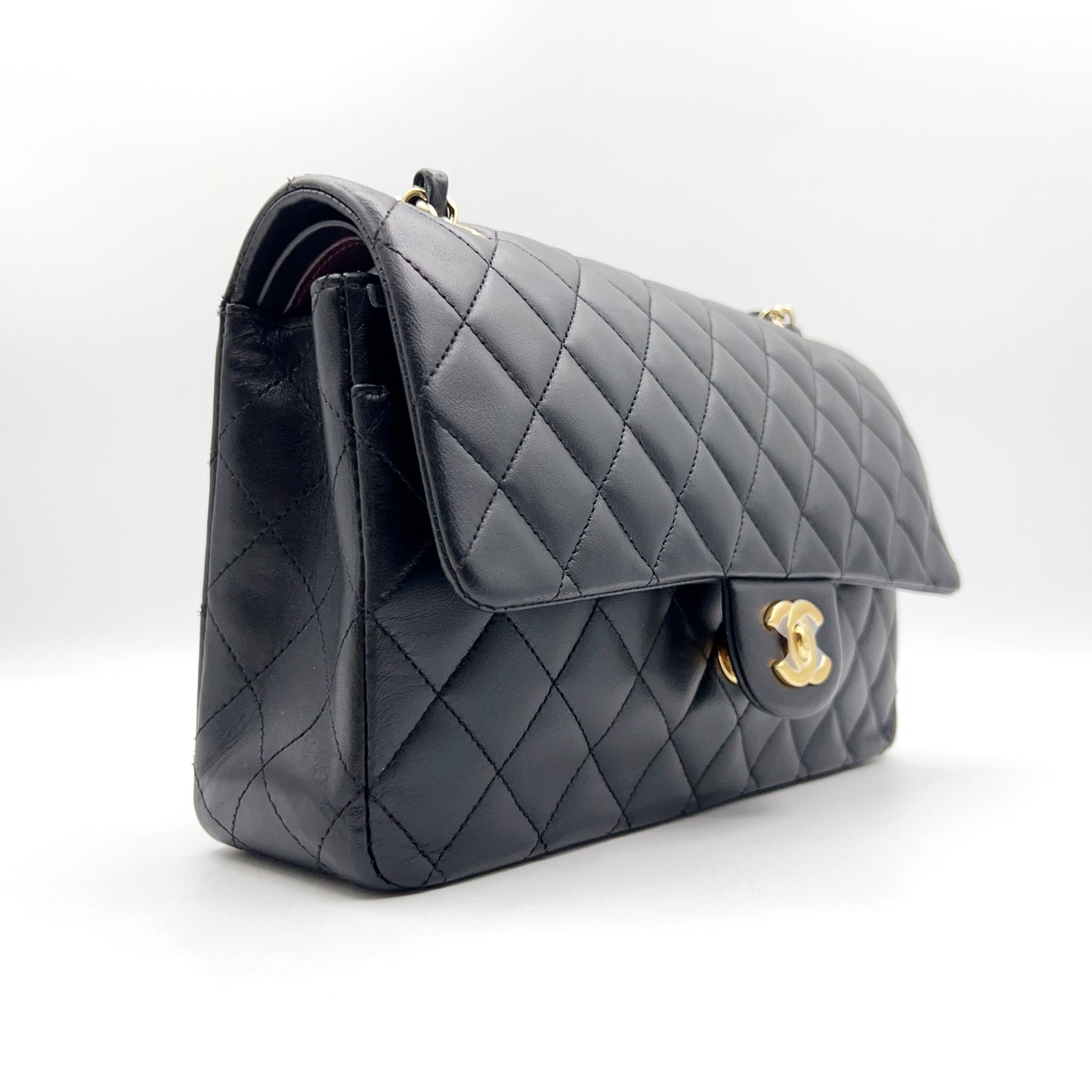 Preloved Chanel Black n Gold Classic Flap Medium