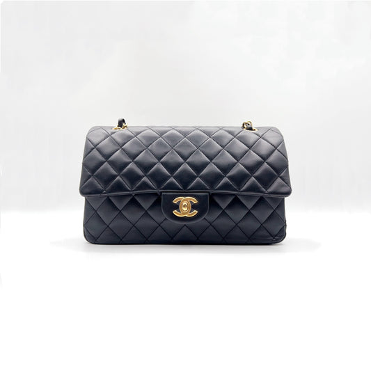 Preloved Chanel Black n Gold Classic Flap Medium