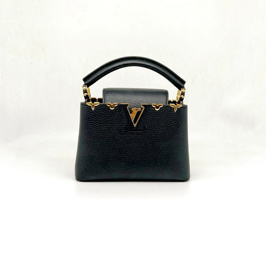 Preloved Louis Vuitton LV Black n Gold Capucines Mini