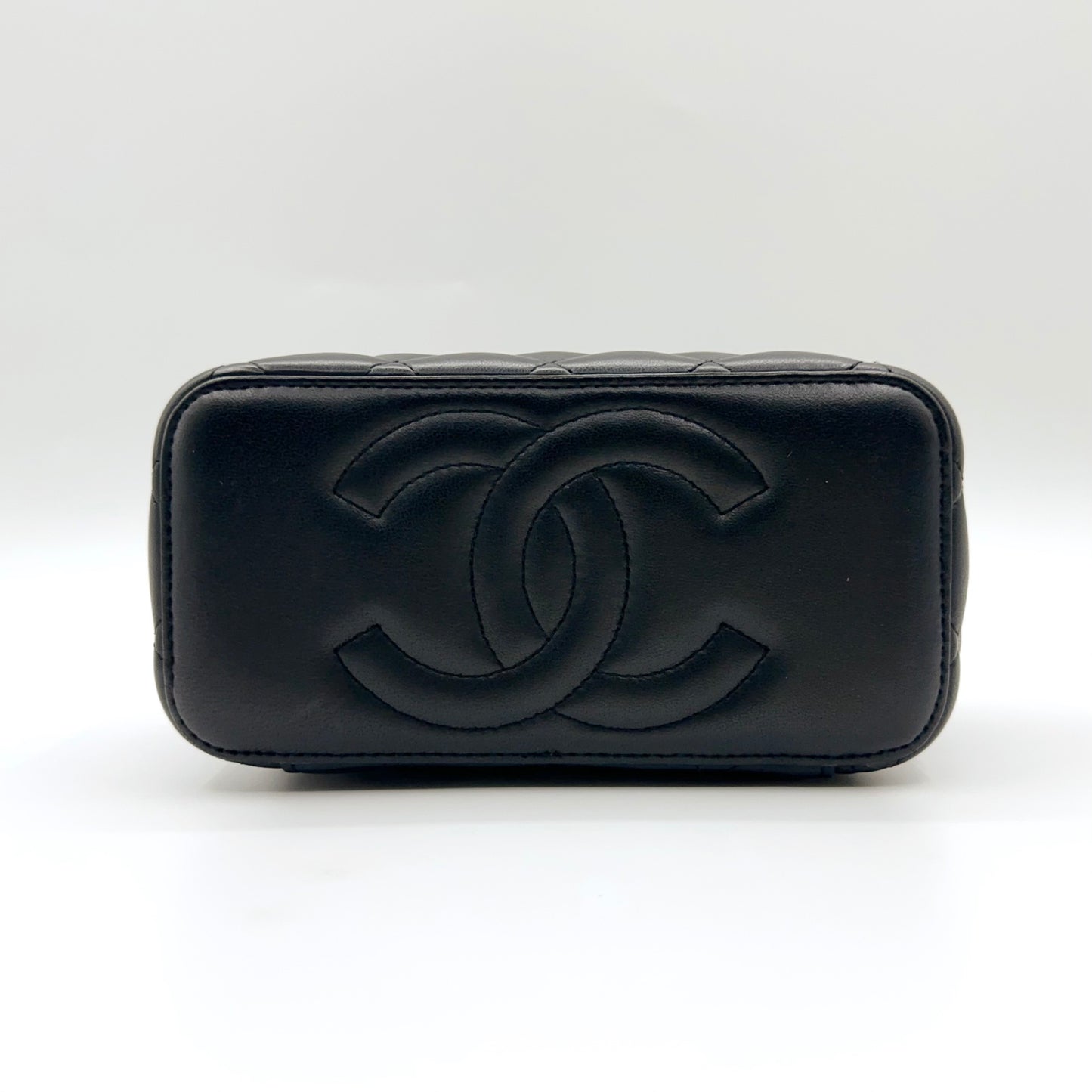 Preloved Chanel Black n Gold Classic Vanity Case with Top Handle