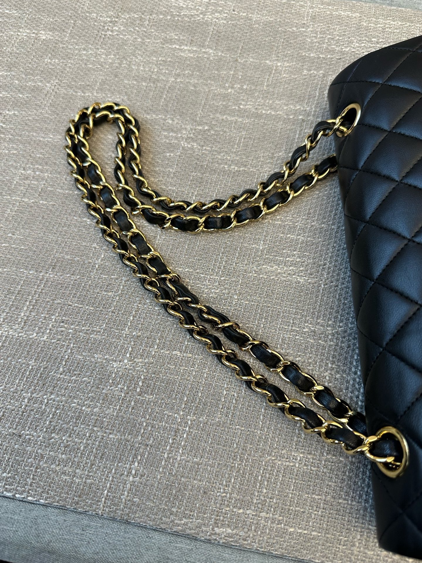 Preloved Chanel Black n Gold Classic Flap Medium