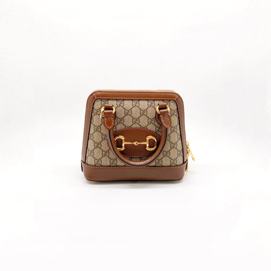 Preloved Gucci GG Supreme Horsebit 1955 Top Handle Mini