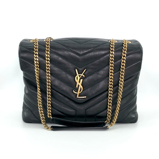 Preloved Saint Laurent YSL Black n Gold Loulou Medium