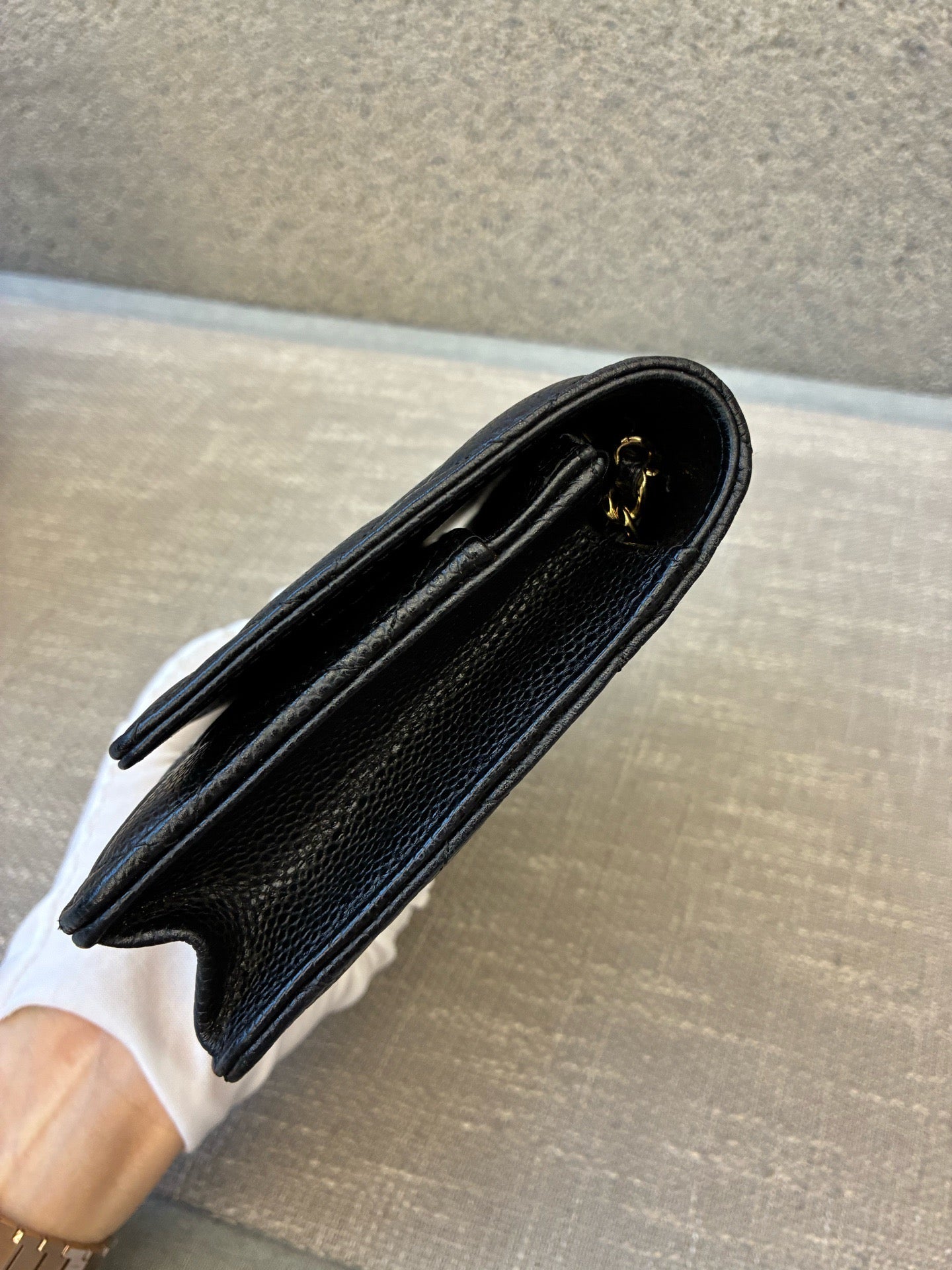 Preloved Chanel Black n Gold Classic Wallet On Chain (WOC)