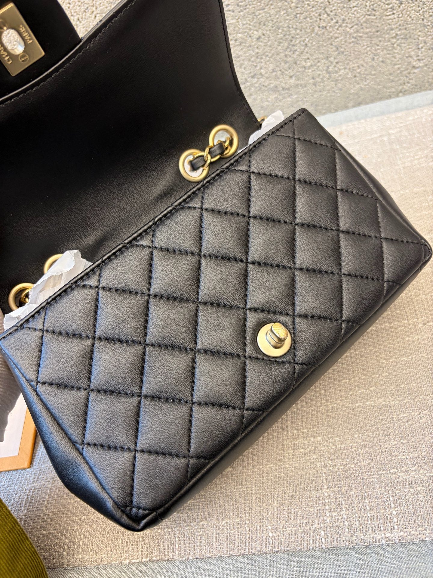 Preloved Chanel Black n Gold Mademoiselle Flap Bag Smal