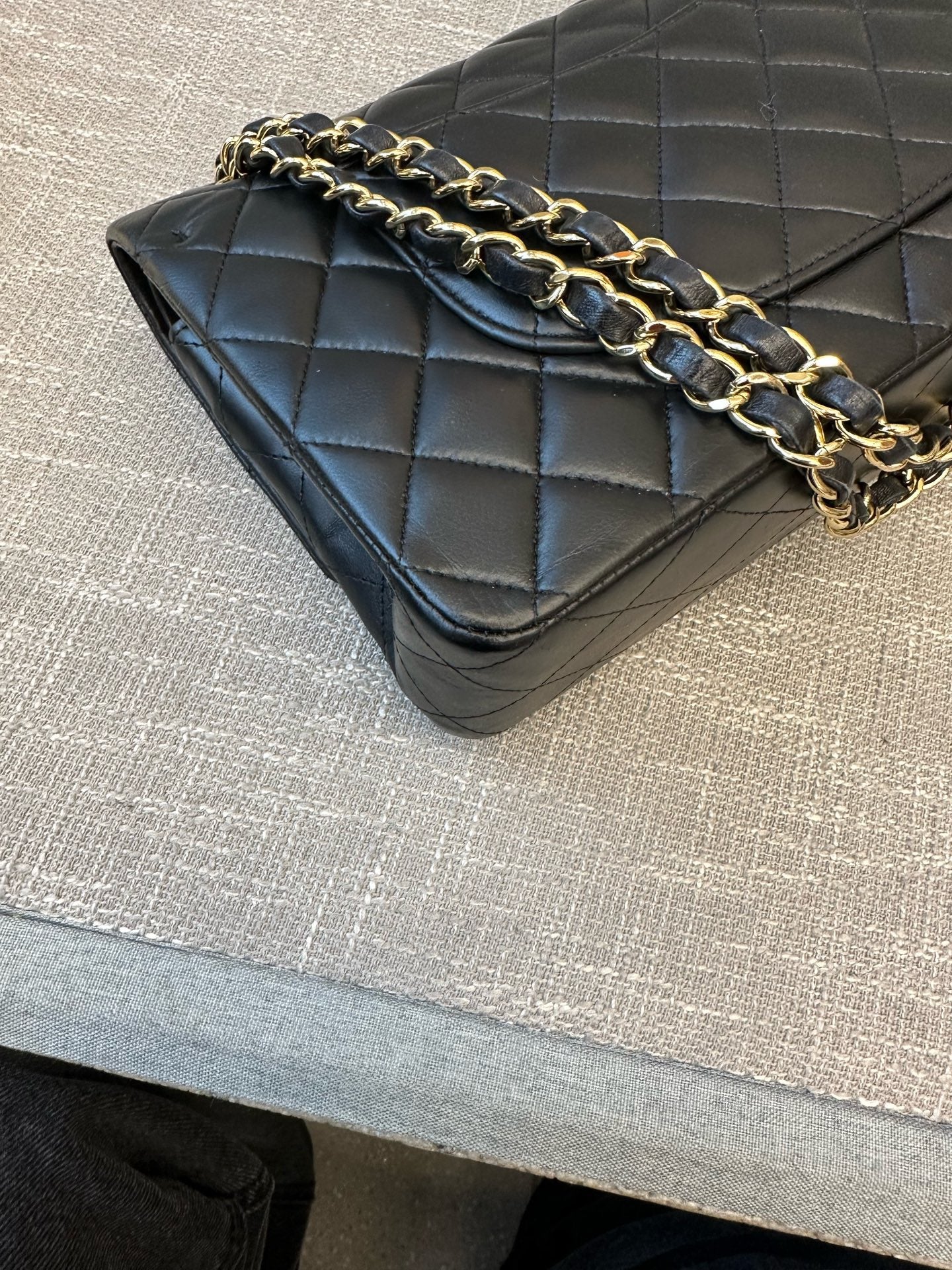 Preloved Chanel Black n Gold Classic Flap Medium