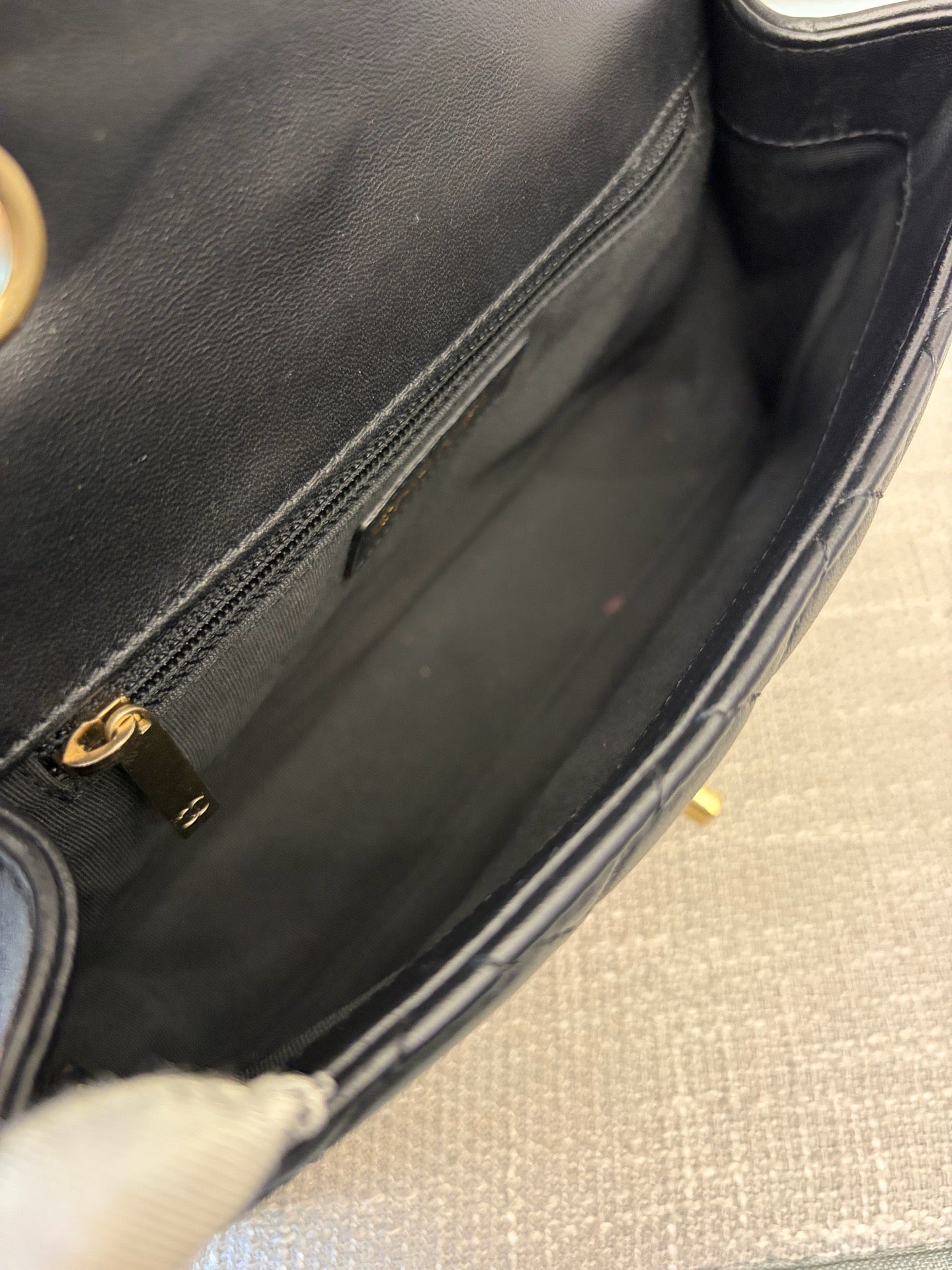 Preloved Chanel Black n Gold Mademoiselle Flap Bag Smal