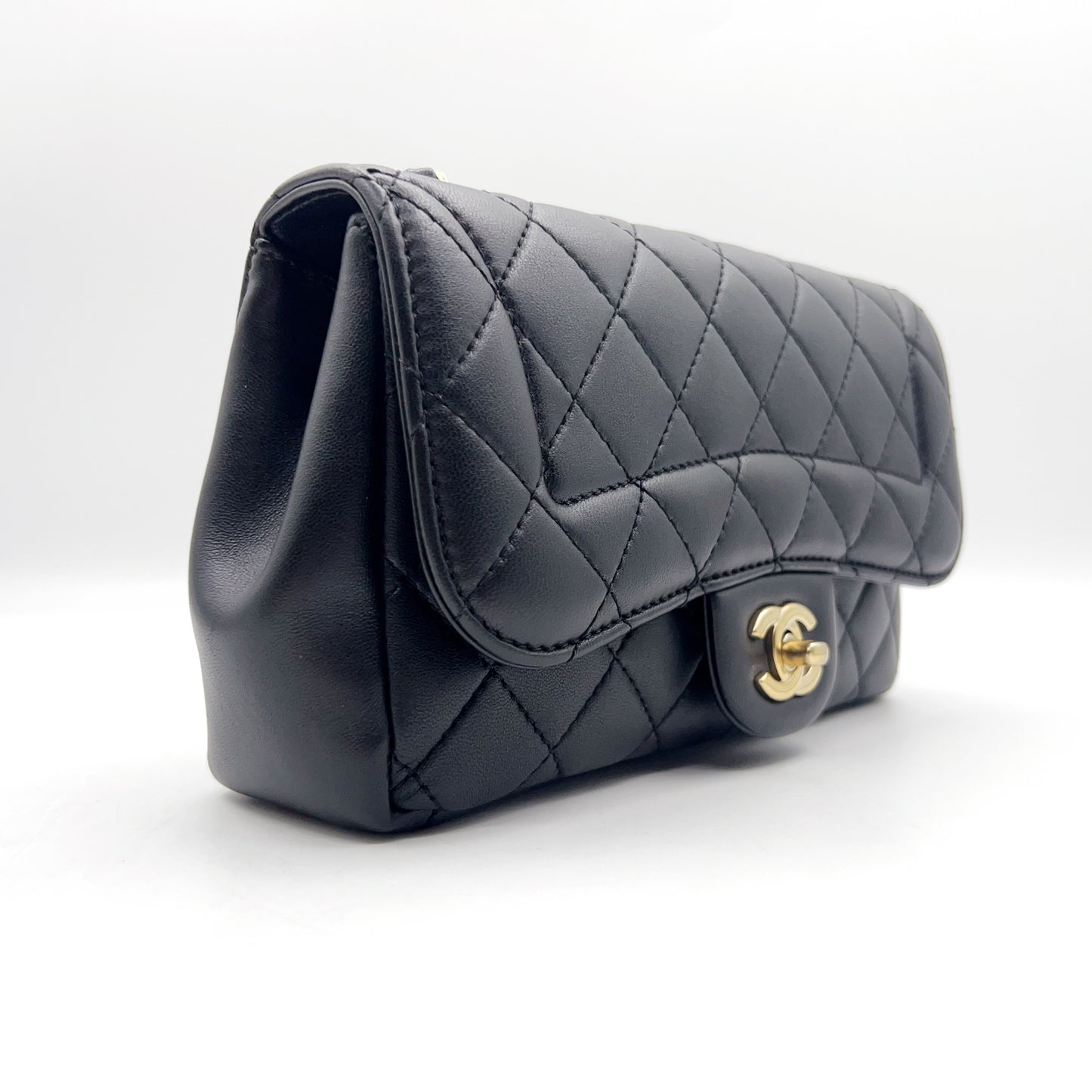 Preloved Chanel Black n Gold Mademoiselle Flap Bag Smal