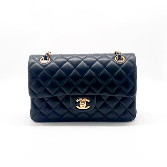 Preloved Chanel Black n Gold Classic Flap Bag Small