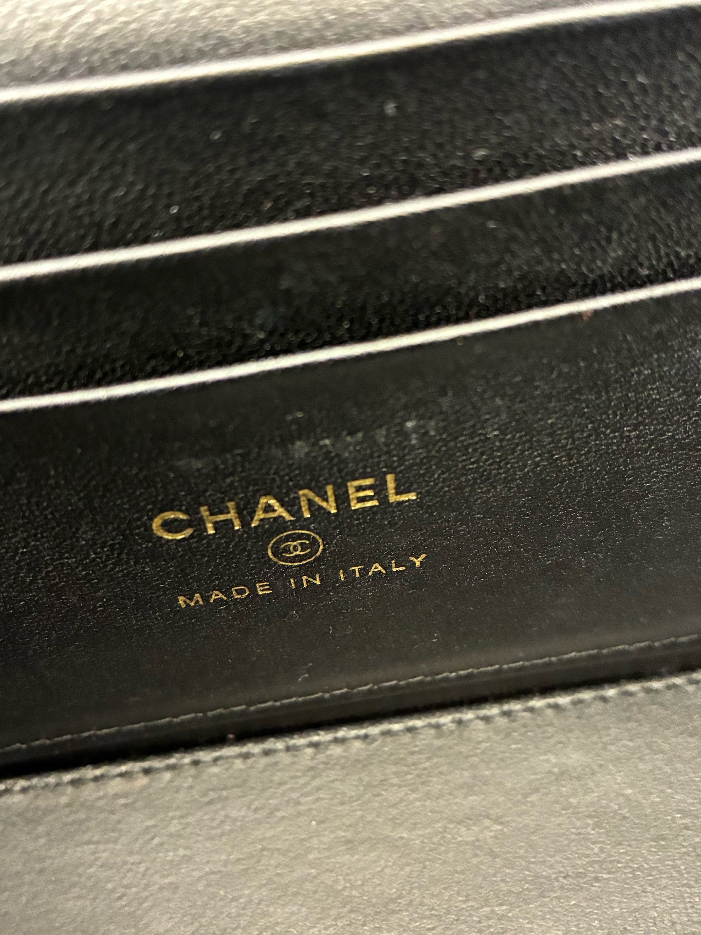 Preloved Chanel Black n Gold Classic Vanity Case with Top Handle
