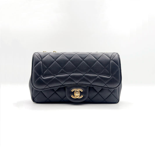 Preloved Chanel Black n Gold Mademoiselle Flap Bag Smal