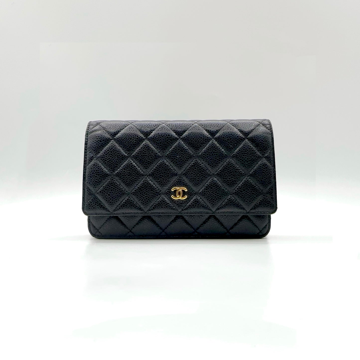 Preloved Chanel Black n Gold Classic Wallet On Chain (WOC)
