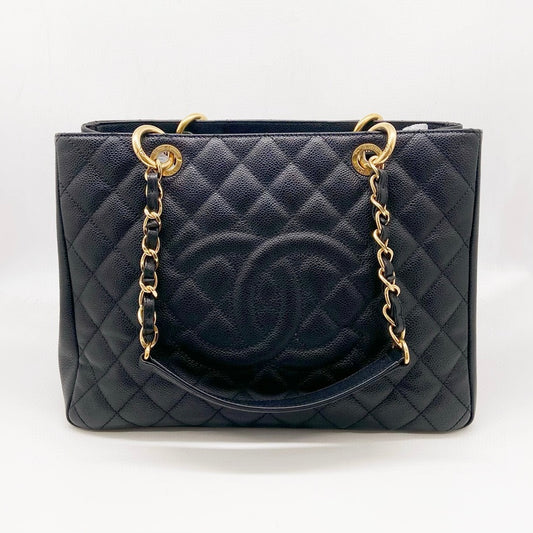 Preloved Chanel Black n Gold Grand Shopping Tote GST